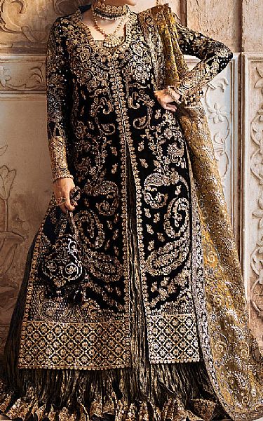 Aik Black Velvet Suit | Pakistani Winter Dresses in USA- Image 1