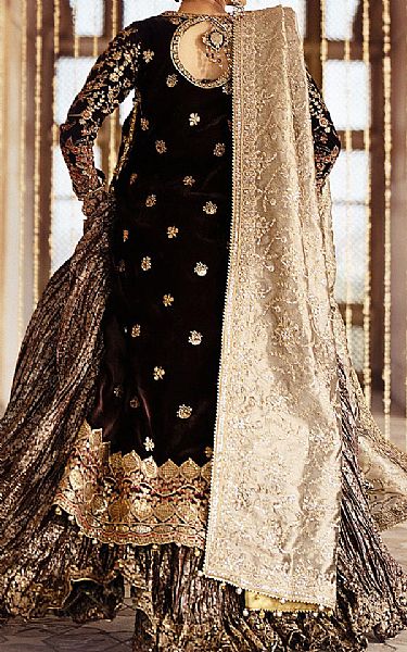 Aik Dark Brown Velvet Suit | Pakistani Winter Dresses in USA- Image 2