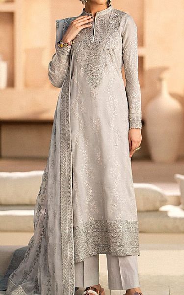 Aik Grey Lawn Suit | Pakistani Lawn Dress in USA- Image 1