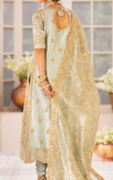 Aik Green Mist Tissue Suit | Pakistani Embroidered Chiffon Dresses USA- Image 2