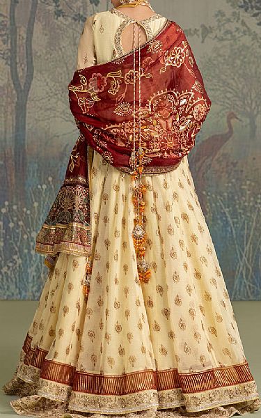Aik Off-white Organza Suit | Pakistani Embroidered Chiffon Dresses USA- Image 2