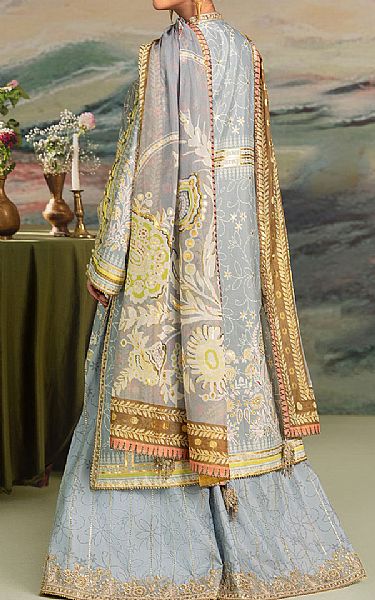 Aik Baby Blue Organza Suit | Pakistani Embroidered Chiffon Dresses USA- Image 2