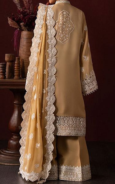 Aik Sand Gold Silk Suit | Pakistani Embroidered Chiffon Dresses USA- Image 2