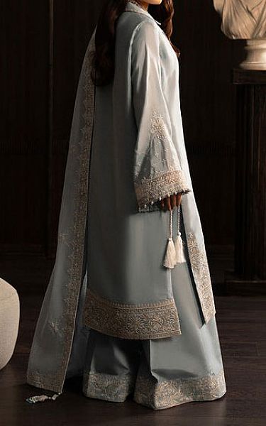 Aik Baby Blue Silk Suit | Pakistani Embroidered Chiffon Dresses USA- Image 2