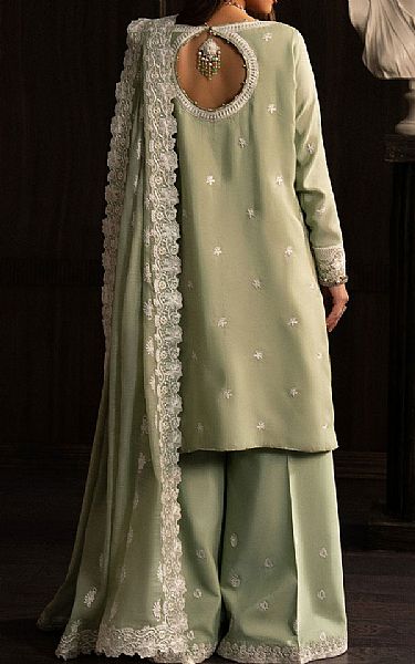 Aik Pistachio Silk Suit | Pakistani Embroidered Chiffon Dresses USA- Image 2