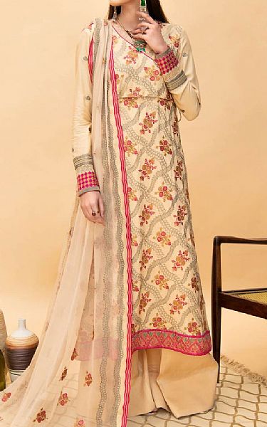 Aik Cream Linen Suit | Pakistani Dresses in USA- Image 1