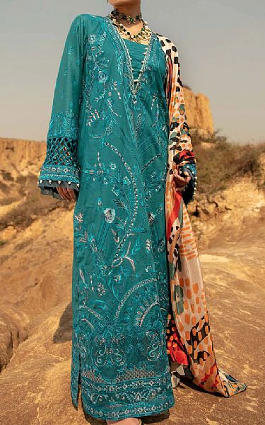 Aik Teal Lawn Suit | Pakistani Dresses in USA- Image 1