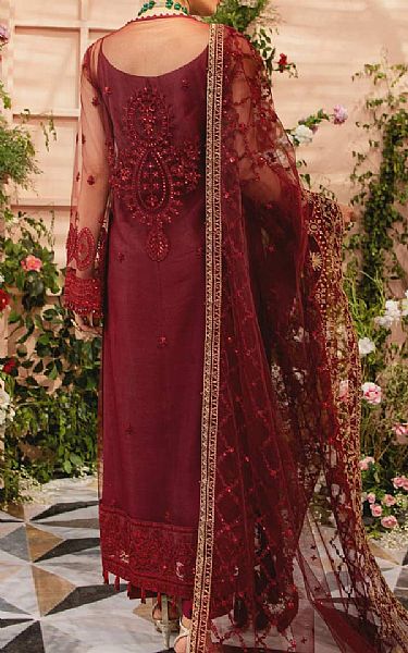 Aik Burgundy Organza Suit | Pakistani Dresses in USA- Image 2