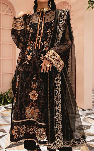 Aik Black Organza Suit | Pakistani Dresses in USA- Image 1