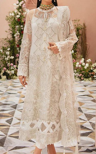 Aik Off-white Organza Suit | Pakistani Dresses in USA- Image 1
