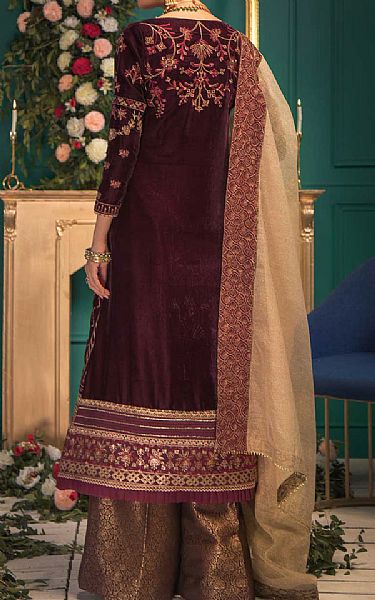 Aik Maroon Velvet Suit | Pakistani Dresses in USA- Image 2