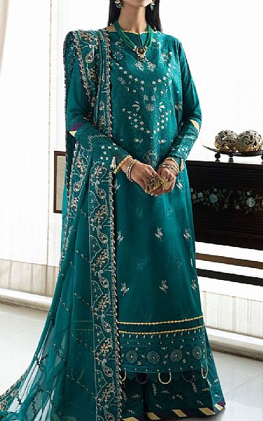 Aik Teal Lawn Suit | Pakistani Lawn Suits- Image 1