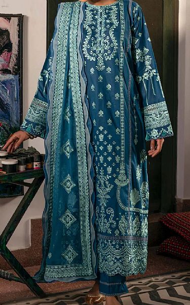 Aik Denim Blue Lawn Suit | Pakistani Dresses in USA- Image 1