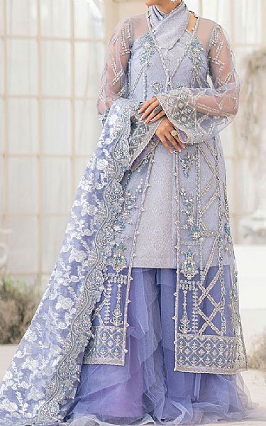 Aik Lilac Net Suit | Pakistani Embroidered Chiffon Dresses USA- Image 1