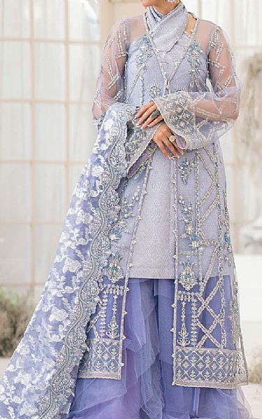 Aik Lilac Net Suit | Pakistani Embroidered Chiffon Dresses USA- Image 1