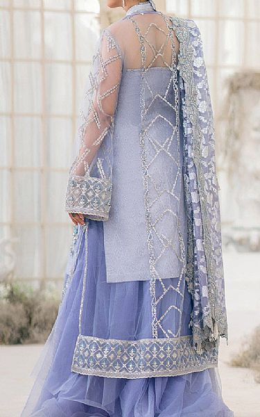 Aik Lilac Net Suit | Pakistani Embroidered Chiffon Dresses- Image 2