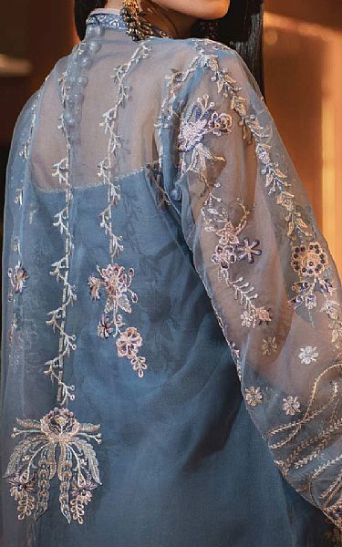 Aik Cornflower Blue Organza Suit | Pakistani Dresses in USA- Image 2