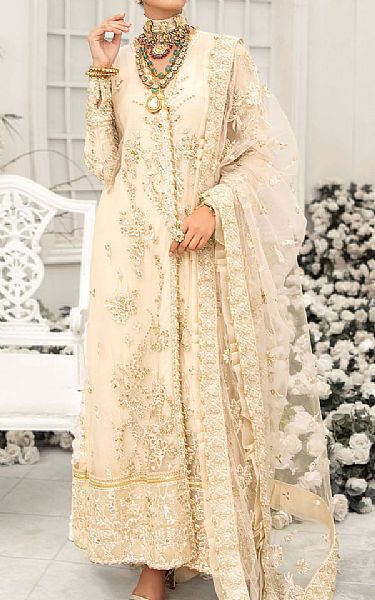 Aik Off-white Net Suit | Pakistani Embroidered Chiffon Dresses USA- Image 1