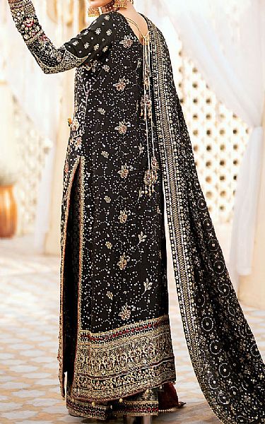 Aik Black Organza Suit | Pakistani Embroidered Chiffon Dresses USA- Image 2