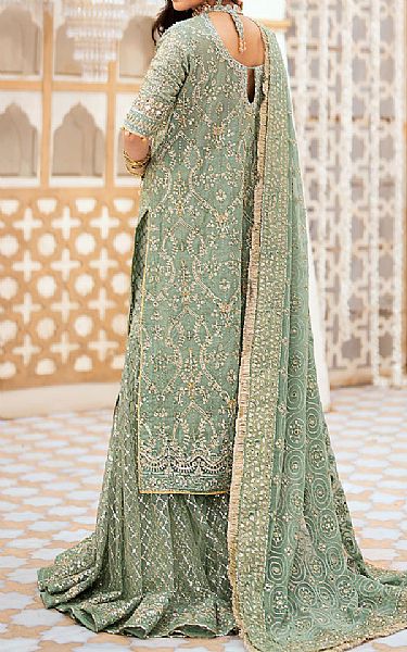 Aik Mint Green Organza Suit | Pakistani Embroidered Chiffon Dresses USA- Image 2