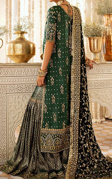 Aik Green Silk Suit | Pakistani Embroidered Chiffon Dresses USA- Image 2