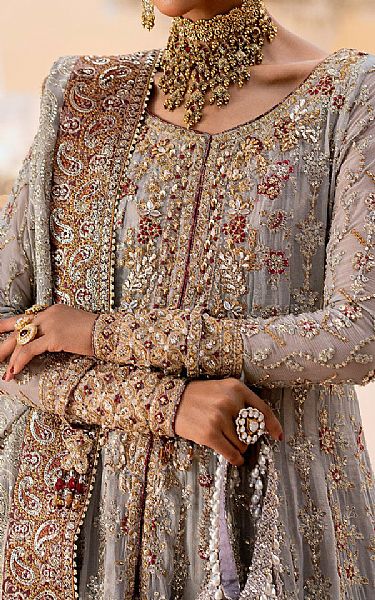 Aik Grey Chiffon Suit | Pakistani Embroidered Chiffon Dresses USA- Image 2