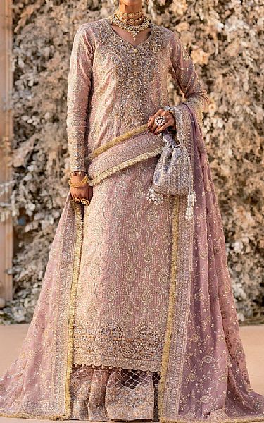 Aik Soft Purple Net Suit | Pakistani Embroidered Chiffon Dresses USA- Image 1