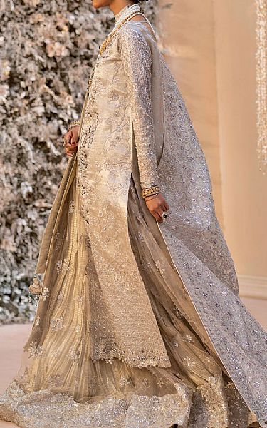 Aik Off-white Zari Suit | Pakistani Embroidered Chiffon Dresses USA- Image 2