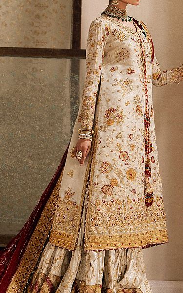 Aik Off-white Chiffon Suit | Pakistani Embroidered Chiffon Dresses USA- Image 2