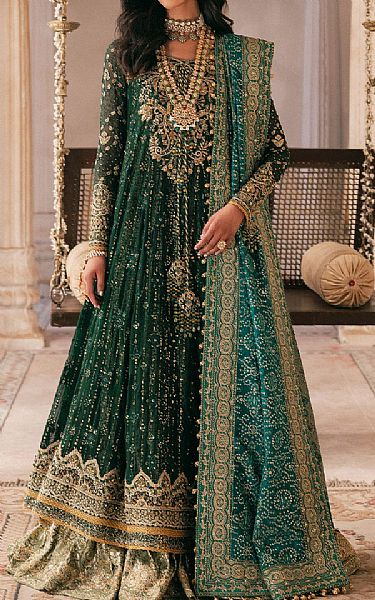 Aik Green Chiffon Suit | Pakistani Embroidered Chiffon Dresses USA- Image 1