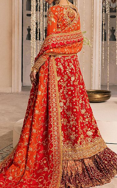 Aik Scarlet Silk Suit | Pakistani Embroidered Chiffon Dresses USA- Image 2