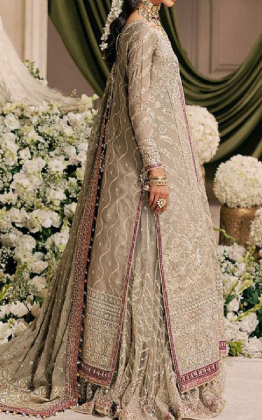 Aik Ivory/Silver Net Suit | Pakistani Embroidered Chiffon Dresses USA- Image 2