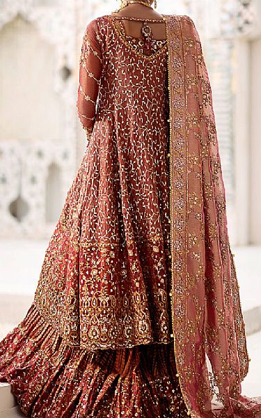 Aik Tea Pink Net Suit | Pakistani Embroidered Chiffon Dresses USA- Image 2