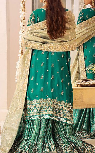 Aik Teal Chiffon Suit | Pakistani Embroidered Chiffon Dresses USA- Image 2