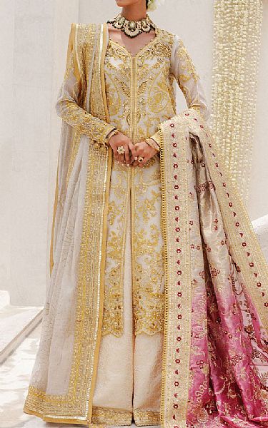 Aik Off-white Net Suit | Pakistani Embroidered Chiffon Dresses USA- Image 1