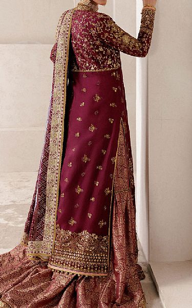 Aik Plum Silk Suit | Pakistani Embroidered Chiffon Dresses USA- Image 2