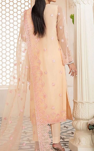 Akbar Aslam Peach Organza Suit | Pakistani Embroidered Chiffon Dresses- Image 2