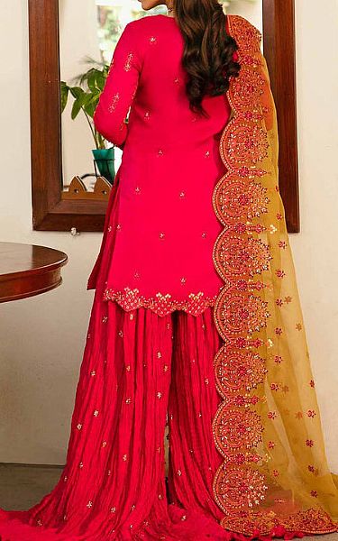 Akbar Aslam Pink Chiffon Suit | Pakistani Embroidered Chiffon Dresses- Image 2