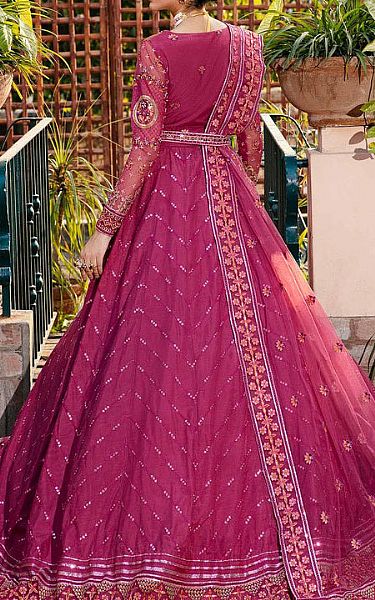 Akbar Aslam Berry Net Suit | Pakistani Embroidered Chiffon Dresses- Image 2