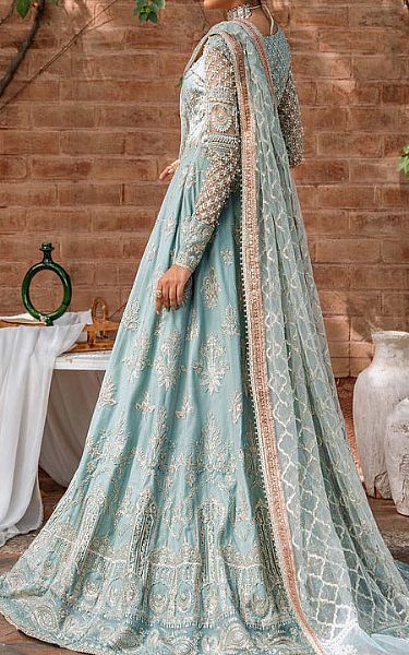 Akbar Aslam Cadet Grey Net Suit | Pakistani Embroidered Chiffon Dresses- Image 2