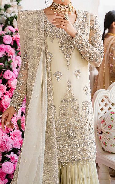 Akbar Aslam Off White Chiffon Suit | Pakistani Embroidered Chiffon Dresses USA- Image 2