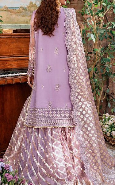 Akbar Aslam Lavender Net Suit | Pakistani Embroidered Chiffon Dresses- Image 2