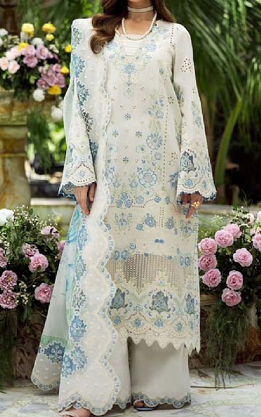 Akbar Aslam Off-white Lawn Suit | Pakistani Lawn Dress in USA- Image 1