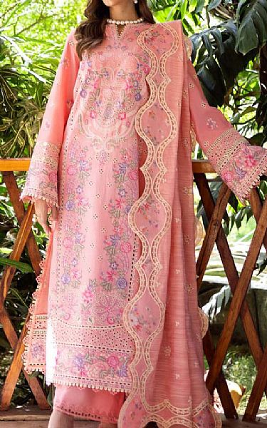 Akbar Aslam Pink Lawn Suit | Pakistani Lawn Dress in USA- Image 1