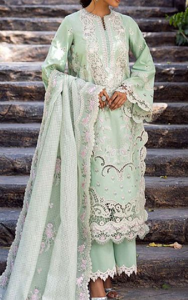 Akbar Aslam Mint Green Lawn Suit | Pakistani Lawn Dress in USA- Image 1