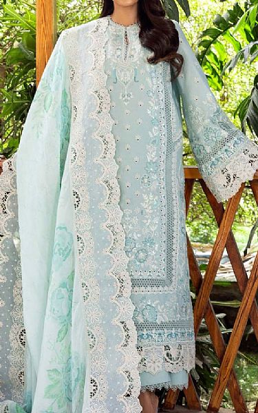 Akbar Aslam Baby Blue Lawn Suit | Pakistani Lawn Dress in USA- Image 1