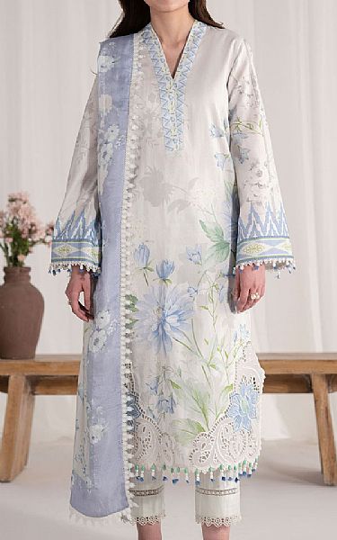 Akbar Aslam Off-white Lawn Suit | Pakistani Lawn Dress in USA- Image 1