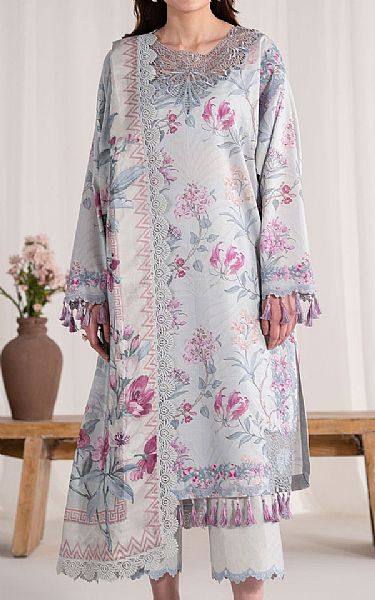 Akbar Aslam Light Grey Lawn Suit | Pakistani Lawn Dress in USA- Image 1