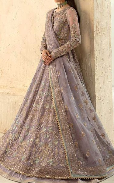Akbar Aslam Lilac Organza Suit | Pakistani Embroidered Chiffon Dresses USA- Image 2