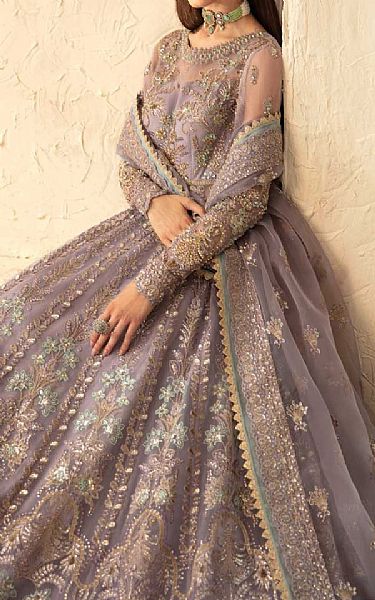 Akbar Aslam Lilac Organza Suit | Pakistani Embroidered Chiffon Dresses USA- Image 3